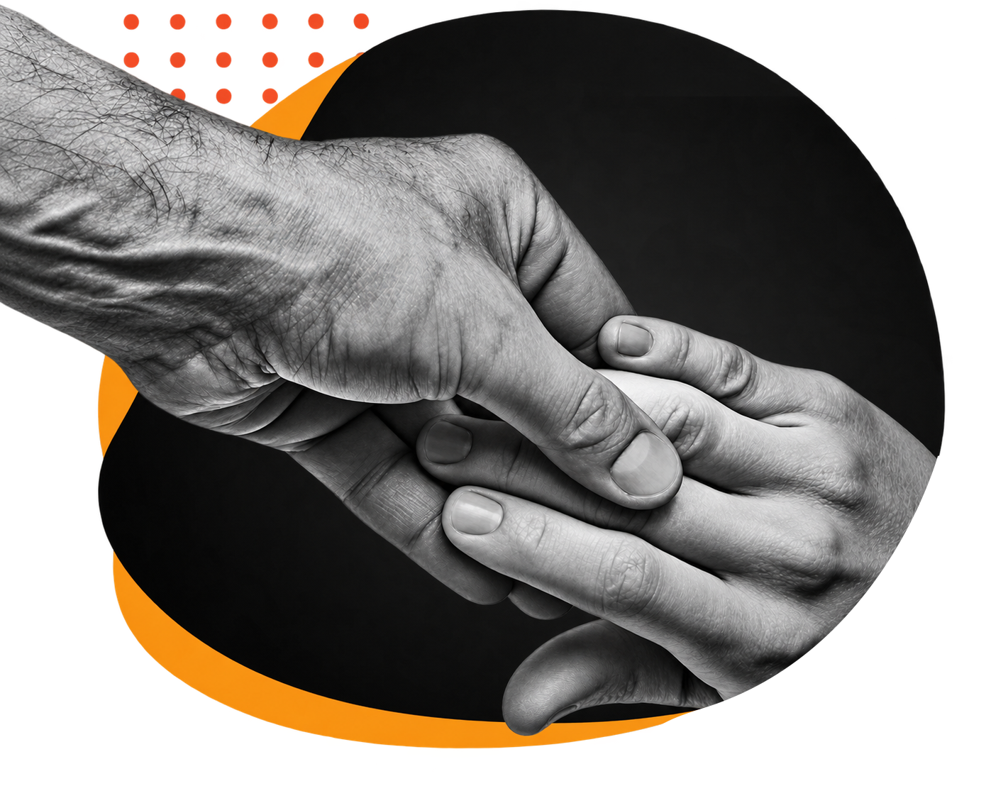 Hands holding in support